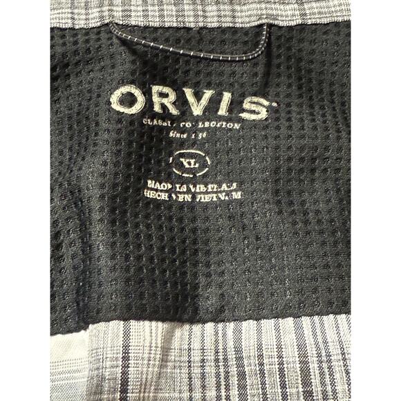 Men's Orvis Gray Plaid Button-Up Short Sleeve Shirt, Size XL - Picture 5 of 6